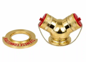 Siamese Brass S7 Machino – Sambungan Hydrant Kuningan 4\" × 2.5\" × 2.5\"